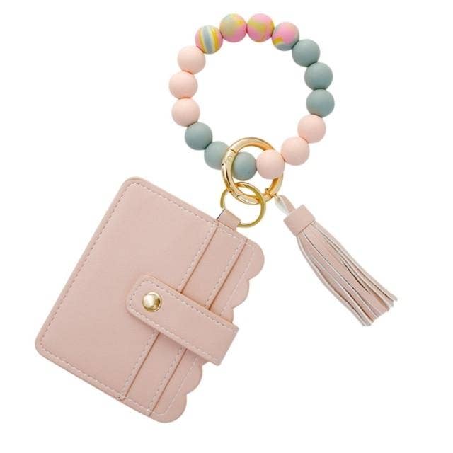 Silicone Wristlet Keychain Wallet - Pink