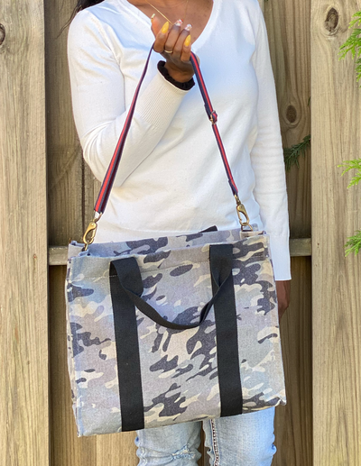 Canvas Crossbody Tote - Camo