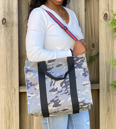 Canvas Crossbody Tote - Camo