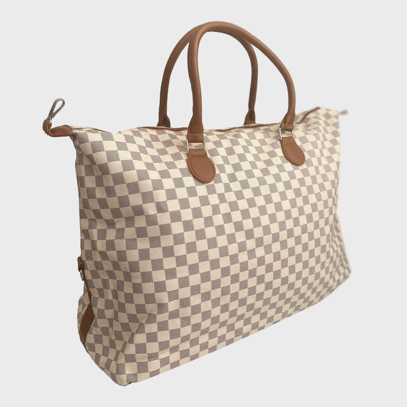 Checkered Weekender Bag - White