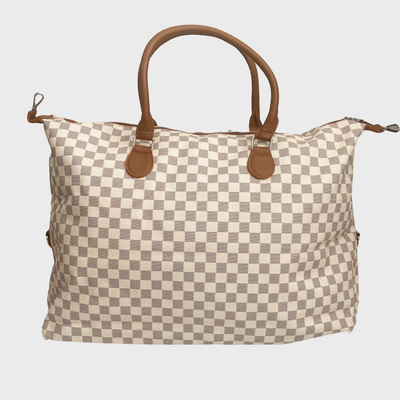 Checkered Weekender Bag - White