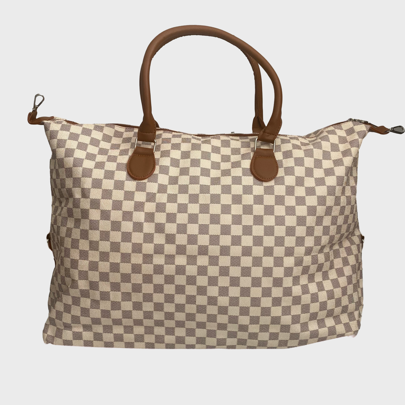 Checkered Weekender Bag - White