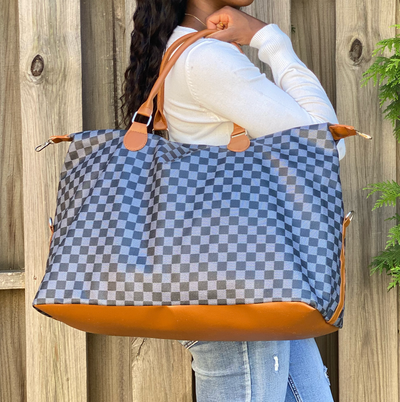 Checkered Weekender Bag - Blue