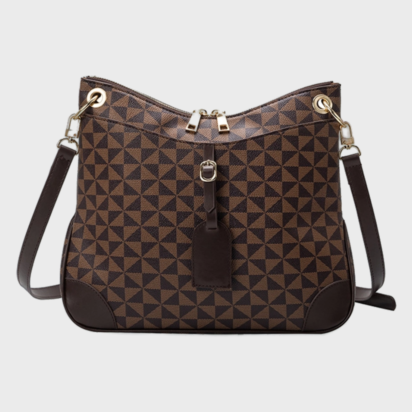 Geometric Crossbody Handbag - Coffee