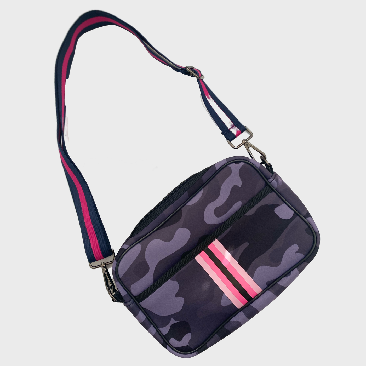 Camo Neoprene Crossbody Clutch - Black