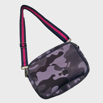 Camo Neoprene Crossbody Clutch - Black