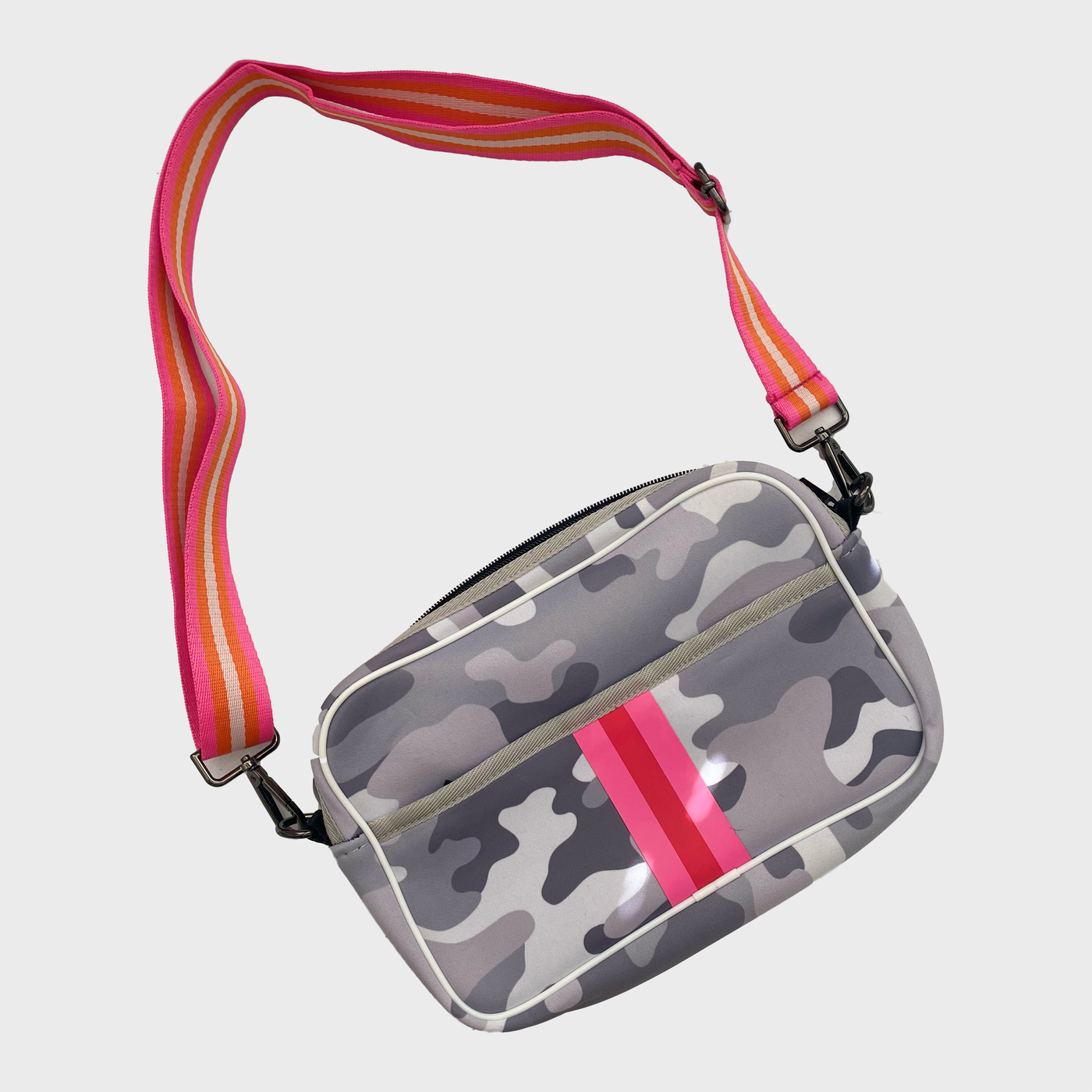 Camo Neoprene Crossbody Clutch - White Camo