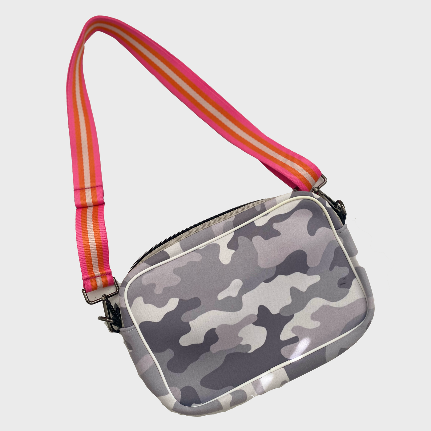 Camo Neoprene Crossbody Clutch - White Camo