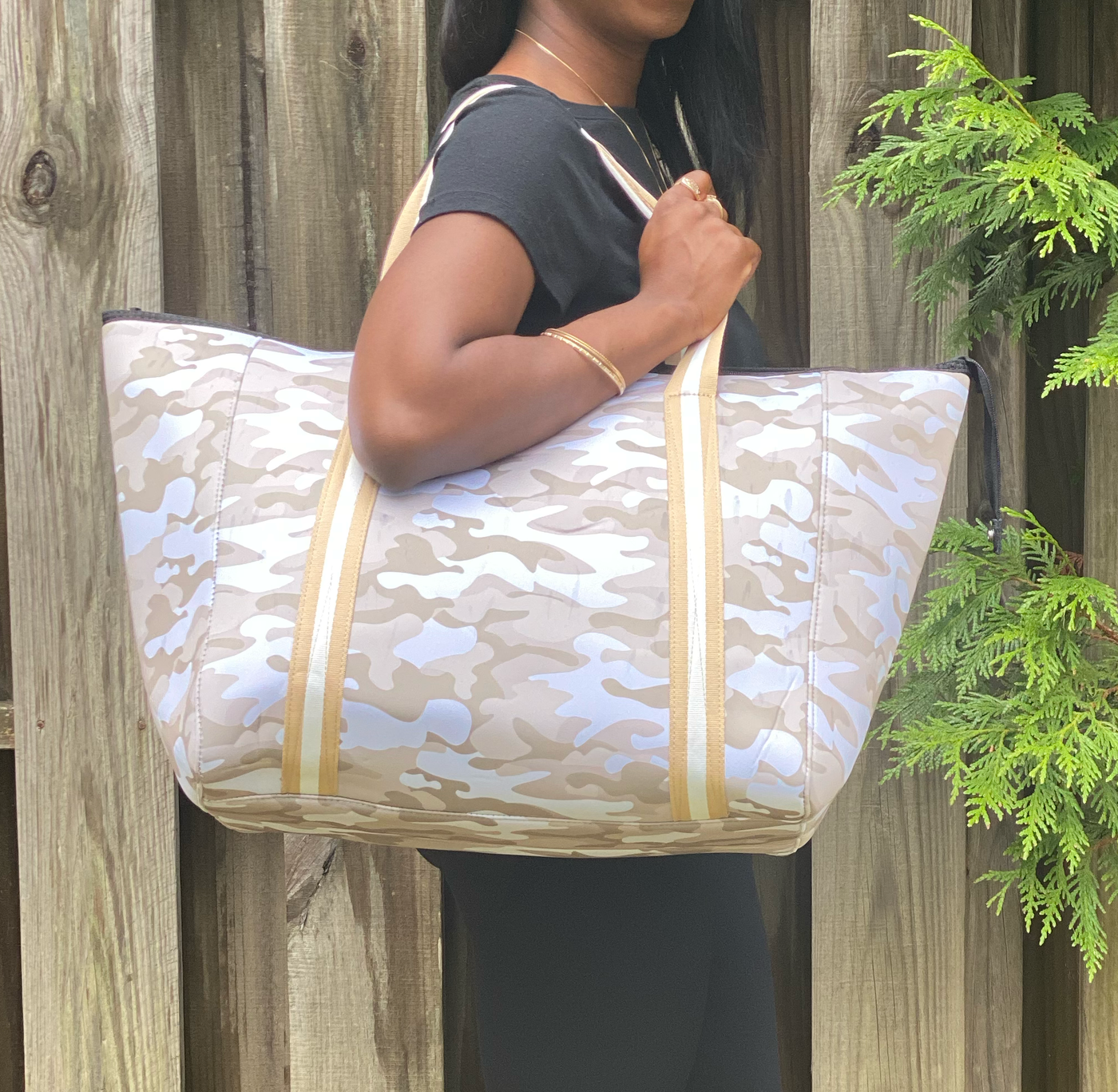 Bone Camo Neoprene Weekender Tote