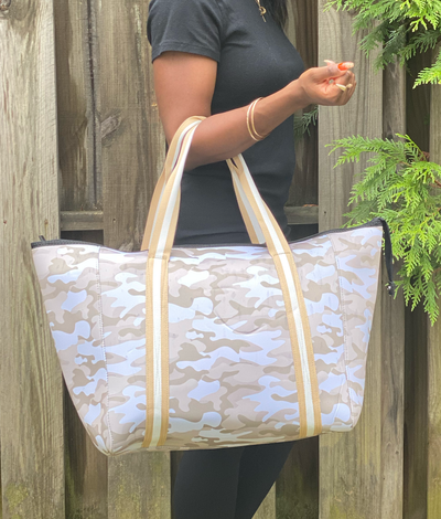 Bone Camo Neoprene Weekender Tote