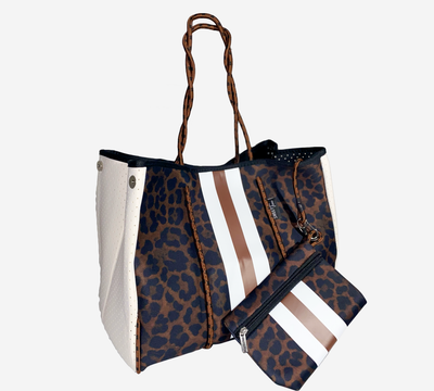 Brown Animal Print Neoprene Tote Bag