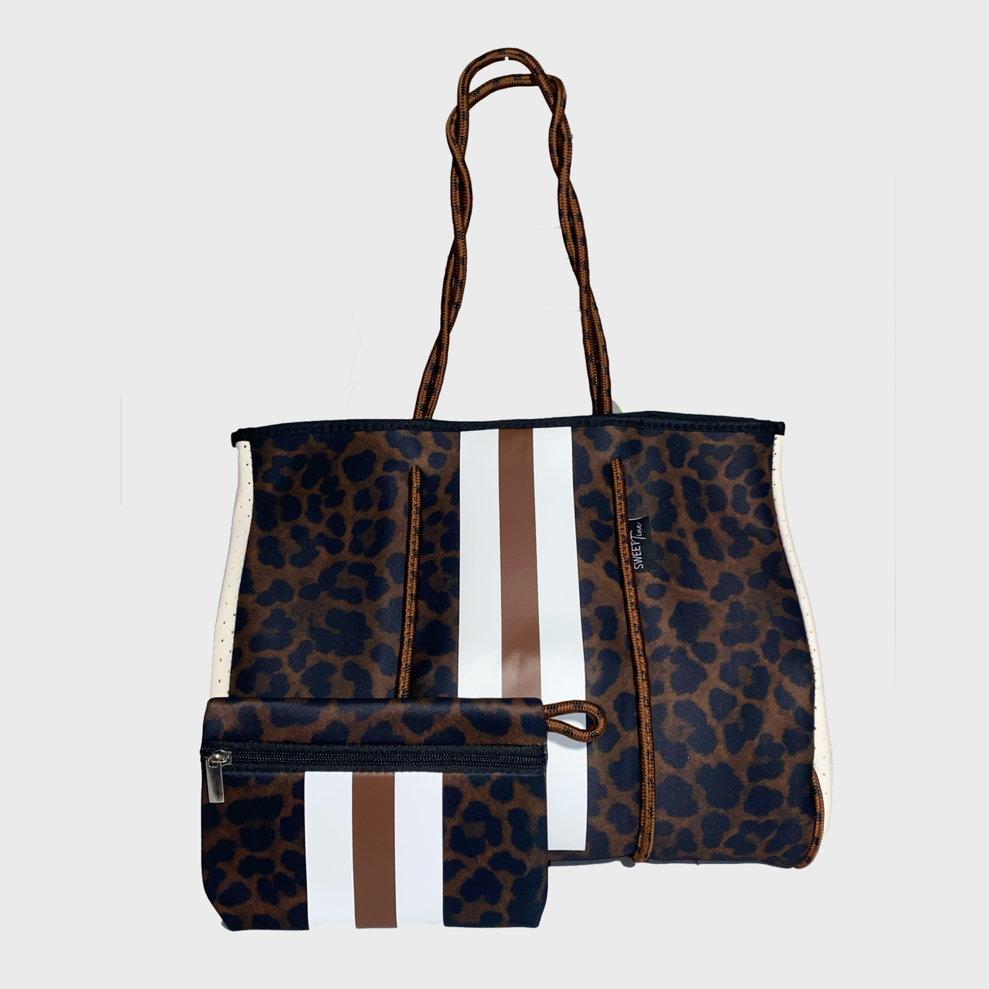 Brown Animal Print Neoprene Tote Bag