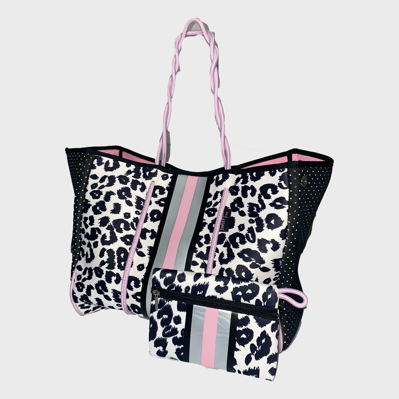 White Leopard Neoprene Tote Bag