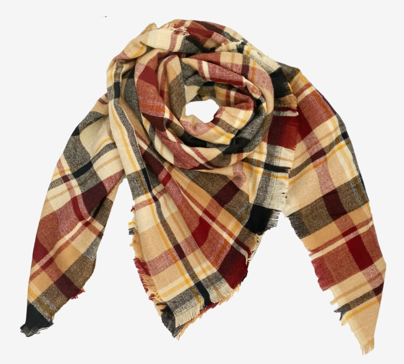 Oversized Blanket Scarf - Brown Multi