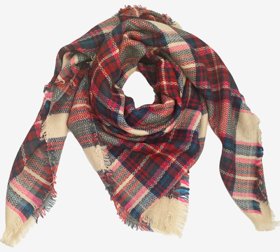 Oversized Blanket Scarf - Red Plaid