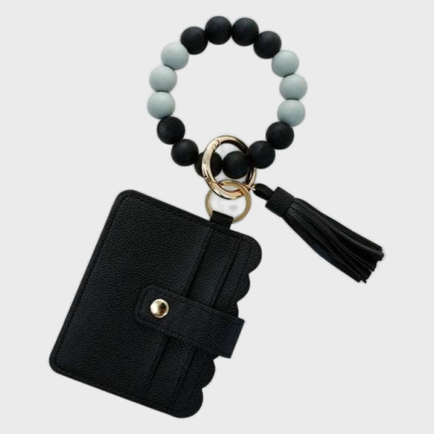 Silicone Wristlet Keychain Wallet - Black