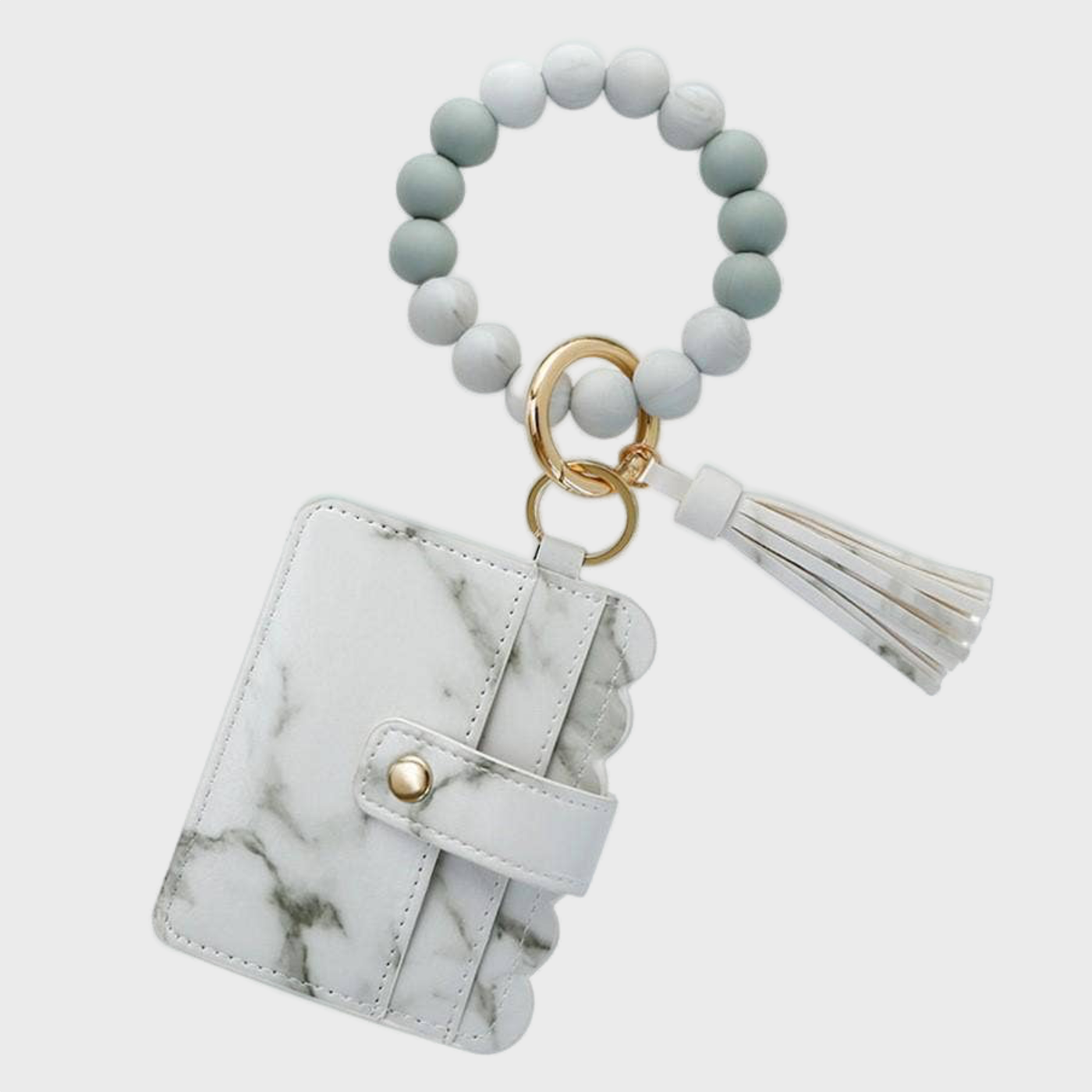 Silicone Wristlet Keychain Wallet - White Marble