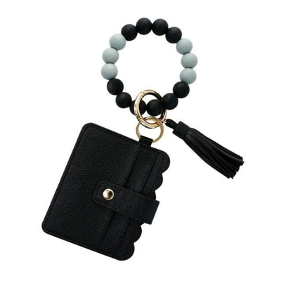 Silicone Wristlet Keychain Wallet - Black